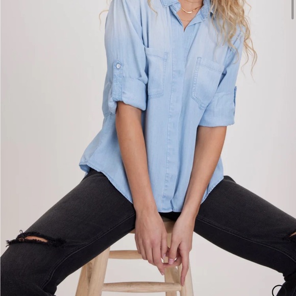 Bella Dahl Light Blue Button Down Shirt - Picture 1 of 6